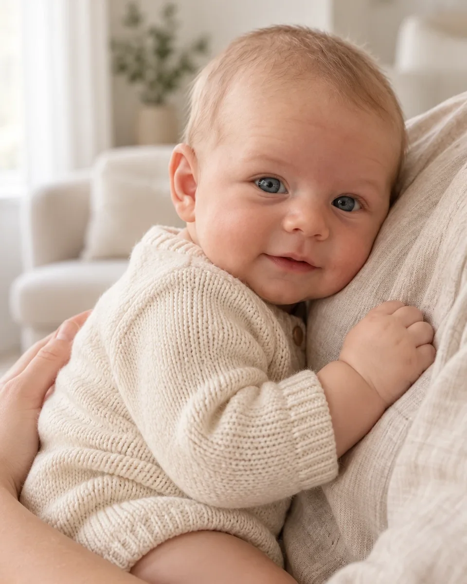 Martim rindo com a mamãe